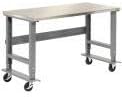 Global Industrial Mobile Adjustable Height Workbench, Stainless Steel, 72" W x 30" D, Gray