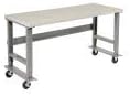 Global Industrial Mobile Adjustable Height Workbench, Plastic Laminate Square Edge, 72" W x 36" D, Gray