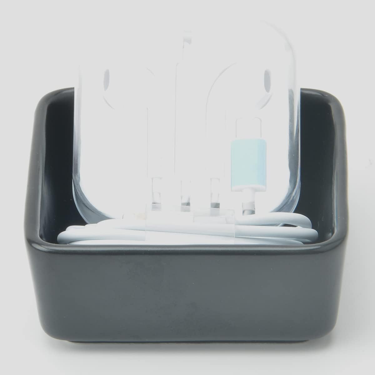 2 PCS Ceramic Paper Clip Organizer, Square Dispenser for Desk, Binder Clip Holder and Bobby Pin Holder, Compact Office Gift, Black