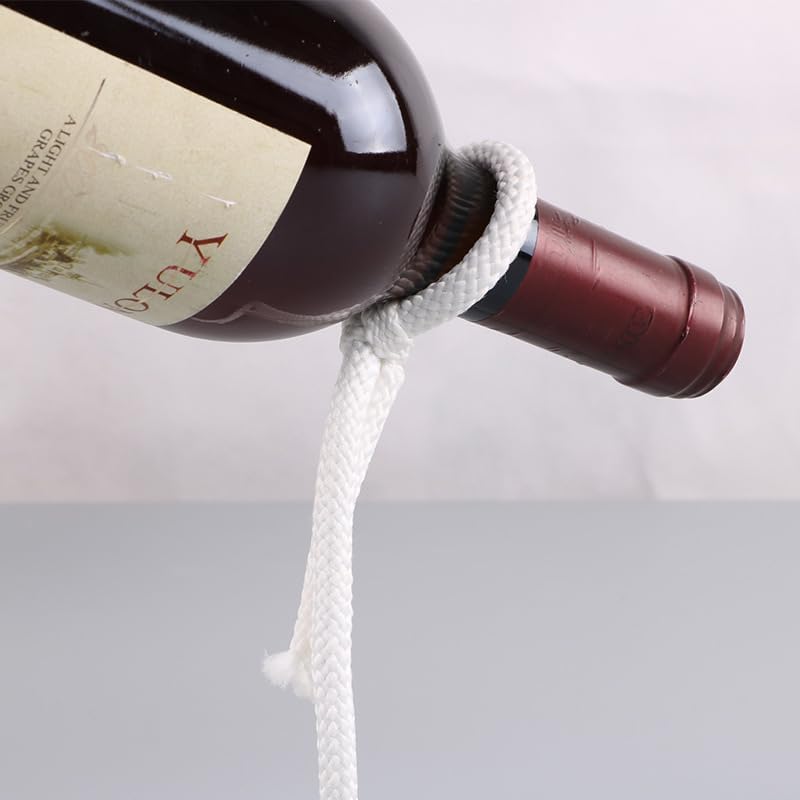 Magic Rope Wine Rack, Creative Metal Chain Suspension Floating Illusion Wine Rack Bottle,Magic Novelty Single Red Wine Bottle Stand for Bar&Home Decoration (White)