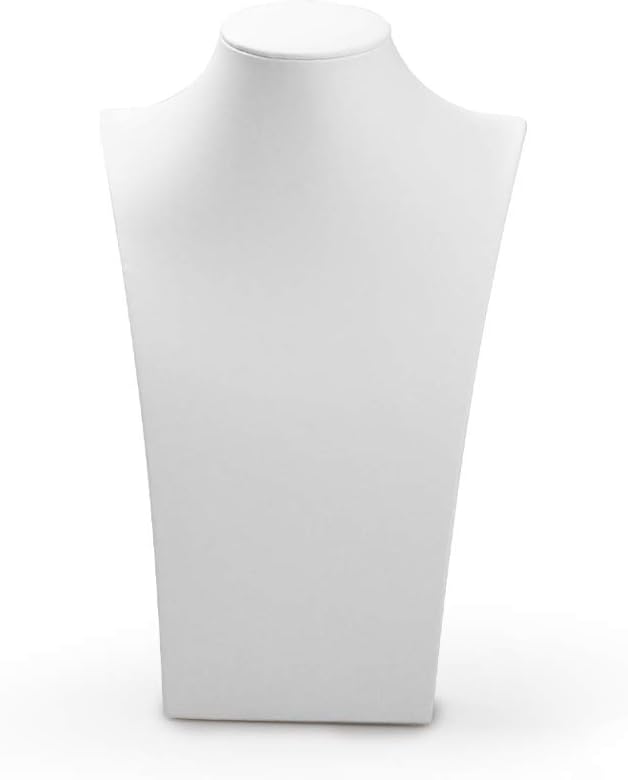 Oirlv White Leather Jewelry Bust Necklace Display Stand Trade Show Jewelry Holder (H:11.8")