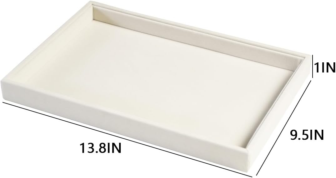 Coward 2Pcs/Set Stackable Jewerlry Organizer Tray Beige Velvet Blank Tray Holder for Beads Bracelets Necklaces Earrings Store Selling or Home Show