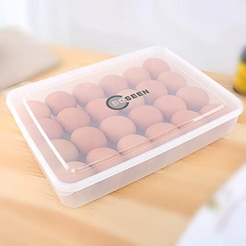 Egg Holder for Refrigerator, Deviled Egg Containers Large Plastic Egg Tray Carrier for Fridge Kitchen Egg Storage Compact Stackable Durable Clear with Lid Fits 48 Eggs 2 Pack