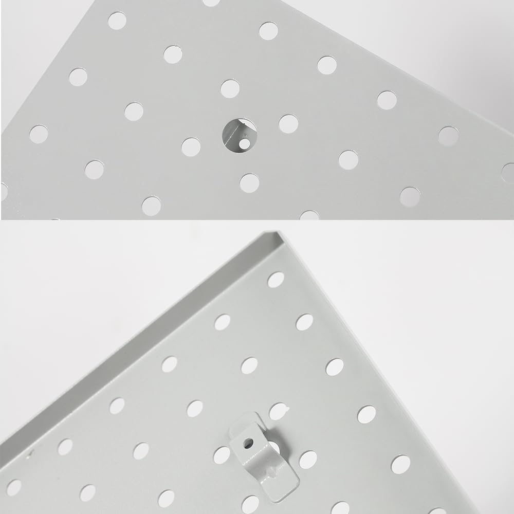 Pegboard Smith 16x16 inch Wall Organizer Pegboard Panels, Gray Metal Pegboard for Tool Storage, Workbench Tools Organization Peg Board (2 PCS, Grey)