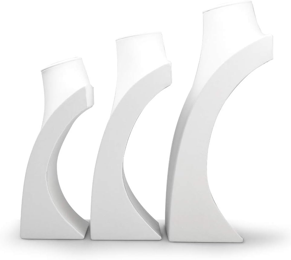 Oirlv White Leather Jewelry Bust Necklace Display Stand Trade Show Jewelry Holder (H:15.28")