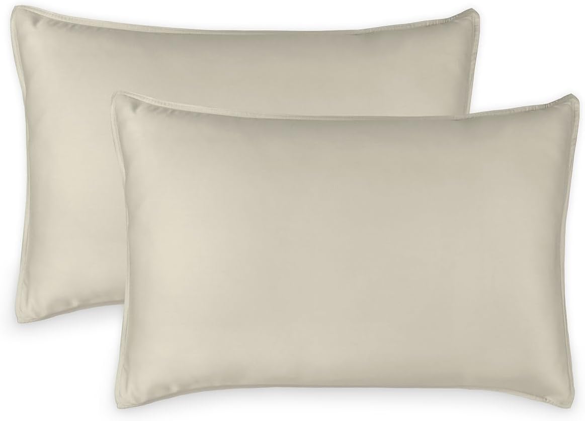 King Pillowcases by Pure Bamboo, Genuine 100% Organic Viscose Derived from Bamboo, Luxuriously Soft & Cooling, Double Stitching, Envelope Closure (2 King Pillowcases, Birch)