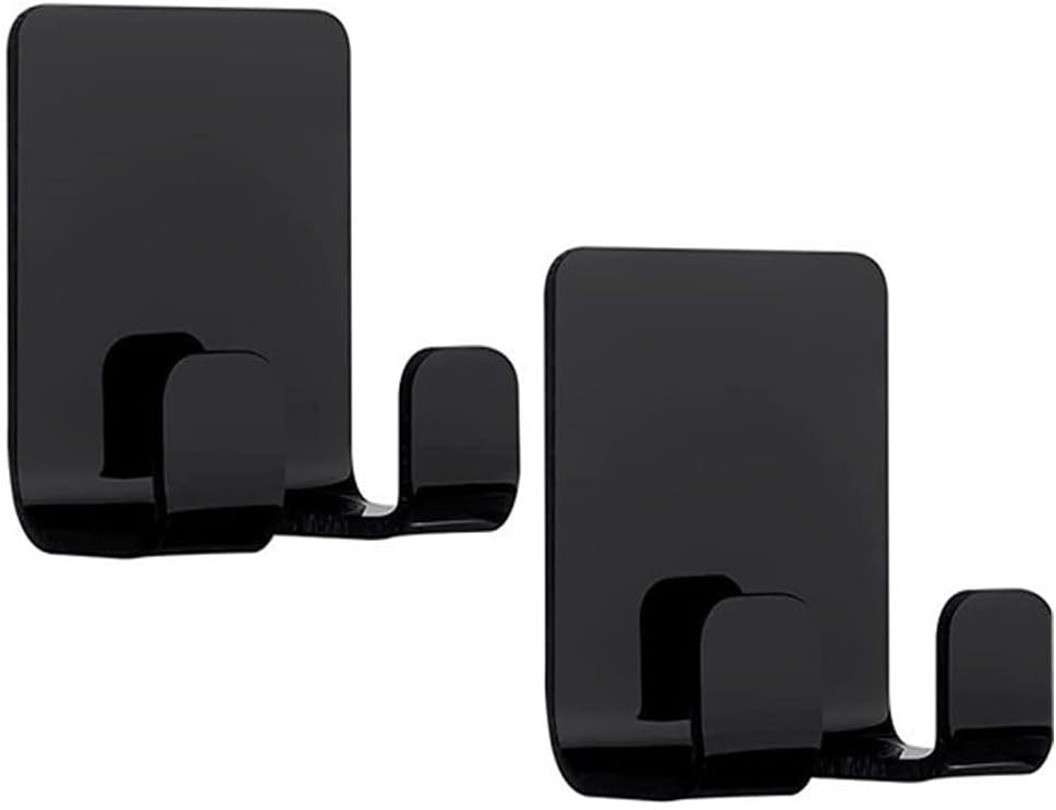 Razor Holder Hooks Shower Hook with Acrylic Adhesive for Razor Bathroom Kitchen Organizer for Razor Plug Towelrazor Hooks (Acrylic Razor holder-2pcs Black)