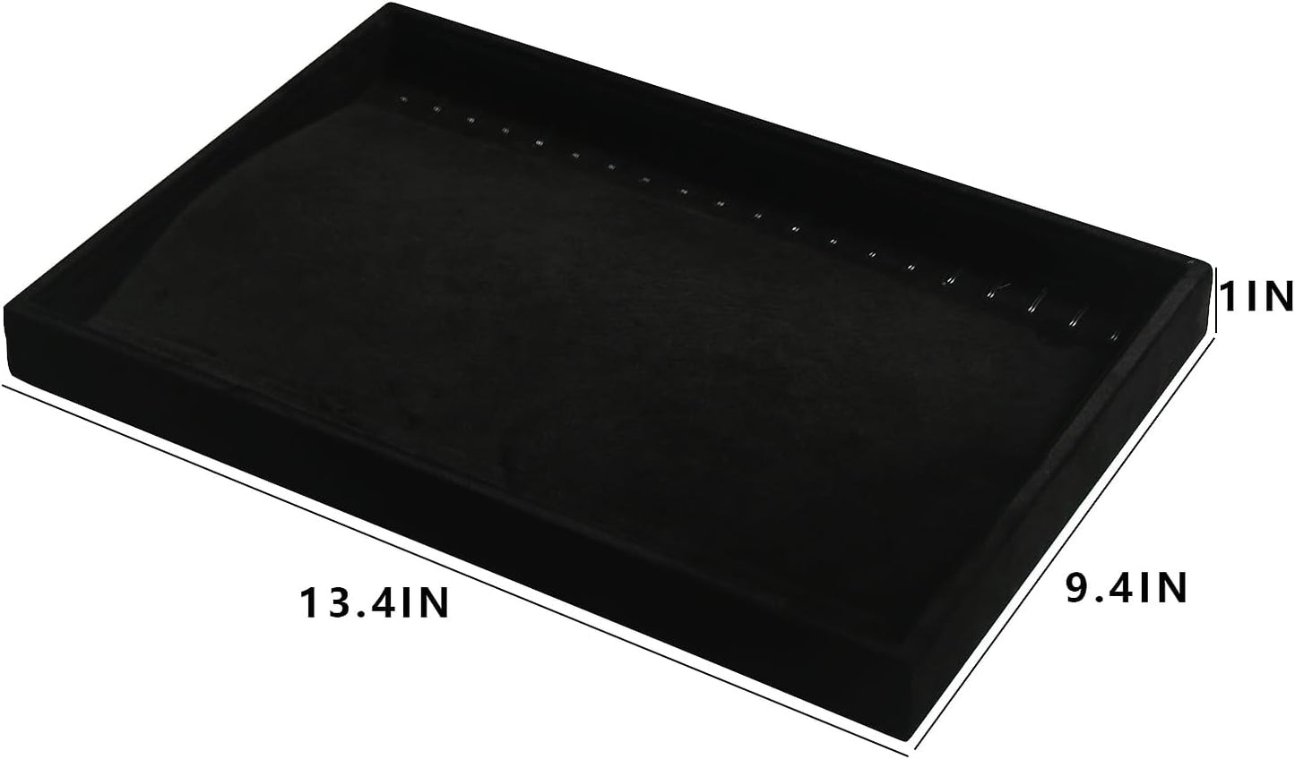 Coward Set of 2 Black Velvet Stackable Necklace Holder Organizer Tray Velvet Necklace Display Stand for Selling Jewelry Box Case for Storage (necklace+necklace)
