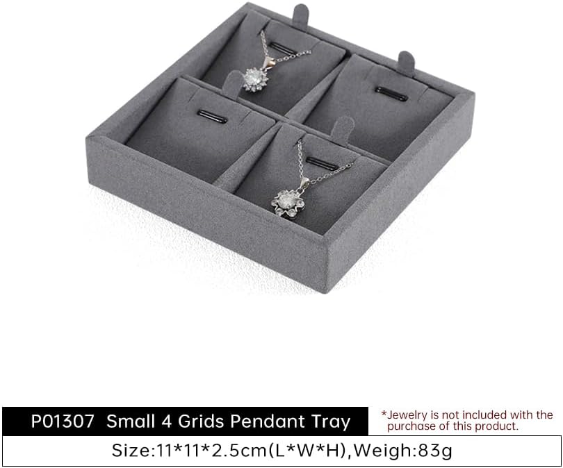 Dark Blue Jewelry Display Tray Ring Necklace Earring Bangle Organizer Multifunctional Storage Case for Jewelry Showcase (Small 4 Grids Pendant Tray)