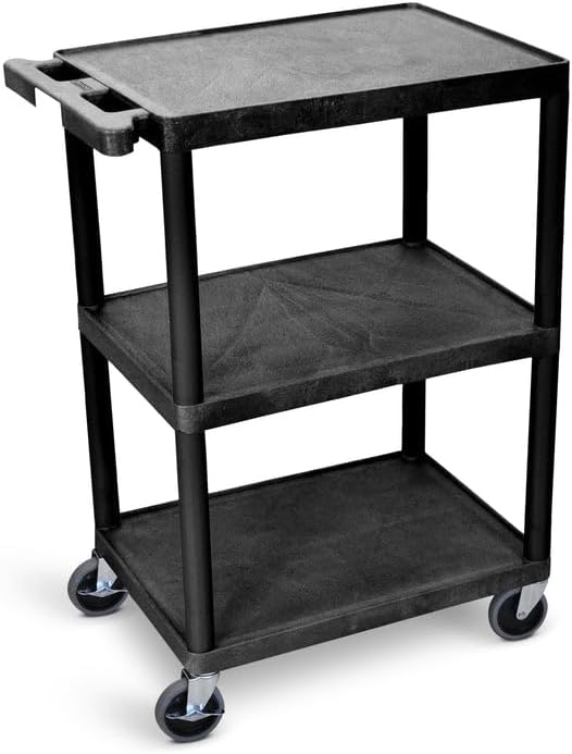 Luxor HE34 Utility Cart (Pack of 10) 3 Shelves Structural Foam Plastic - Black