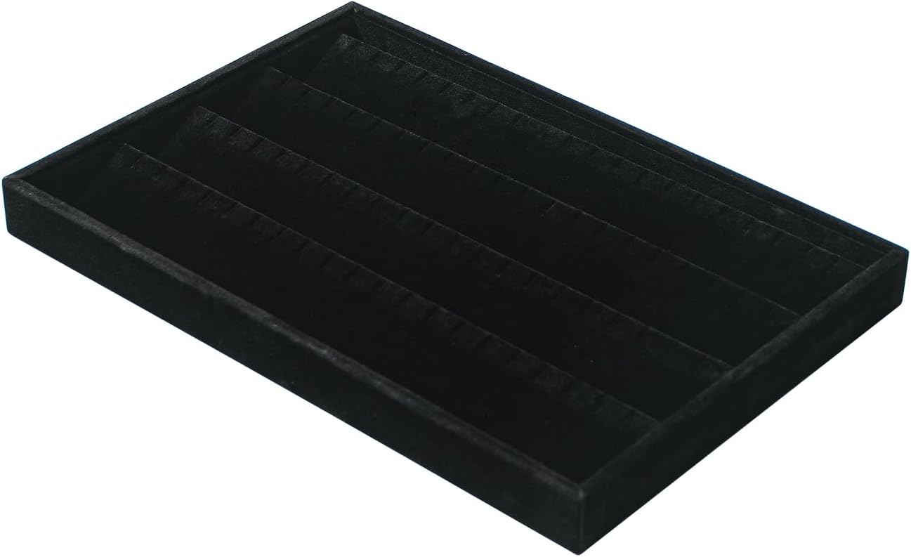 Coward 2PC Black Velvet Stackable Earring Tray Drawer Jewelry Holder Organizer Box Storage Earring Display Stand for Home Drawer or Store Selling (earring+earring)