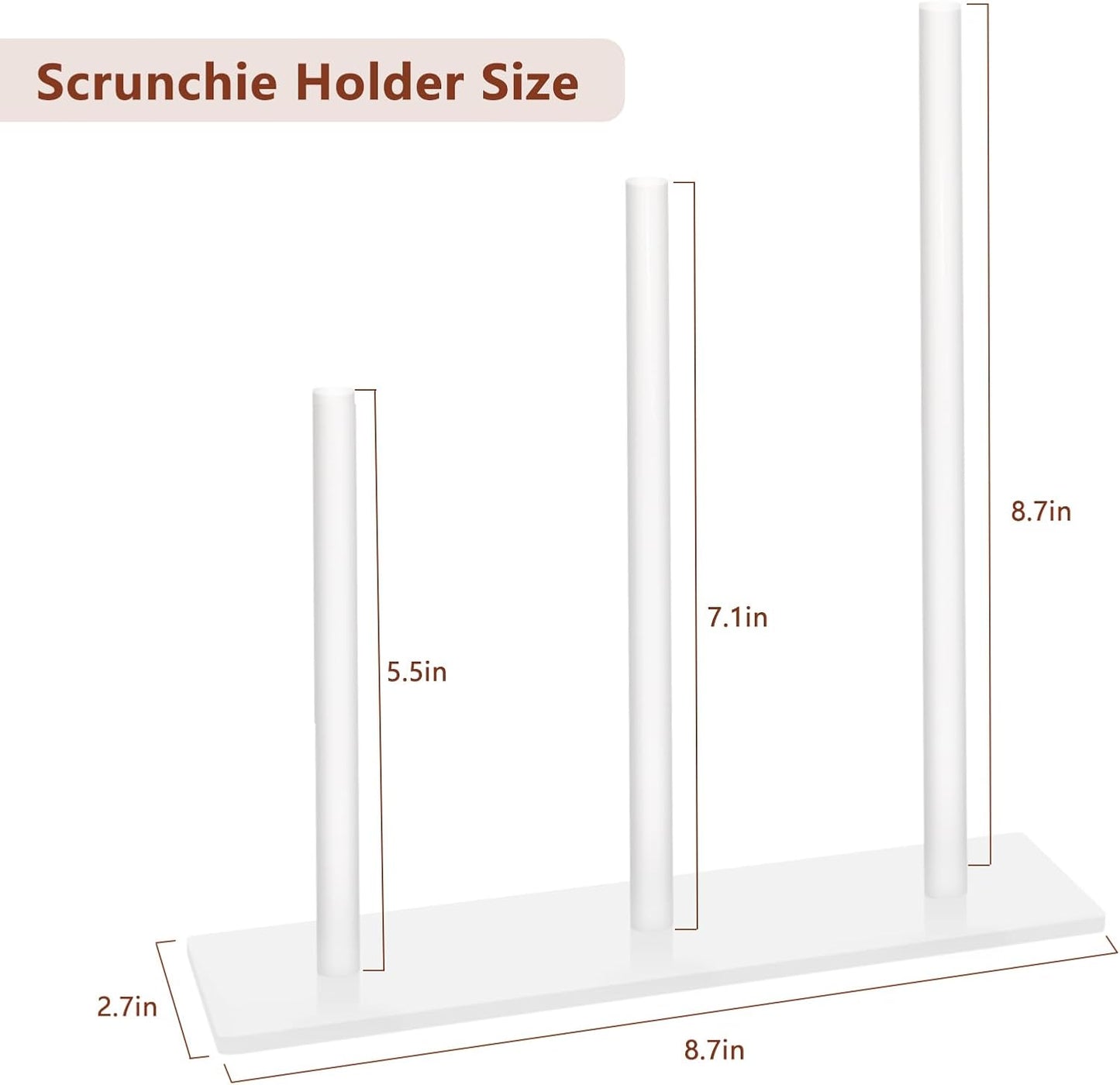 SMUK 2Packs 3-Tiers Acrylic Scrunchie Holder Organizer, White Hair Tie Holder Stand for Women Teen Girls Scrunchie Storage Scrunchy Hair Accessories Organizer