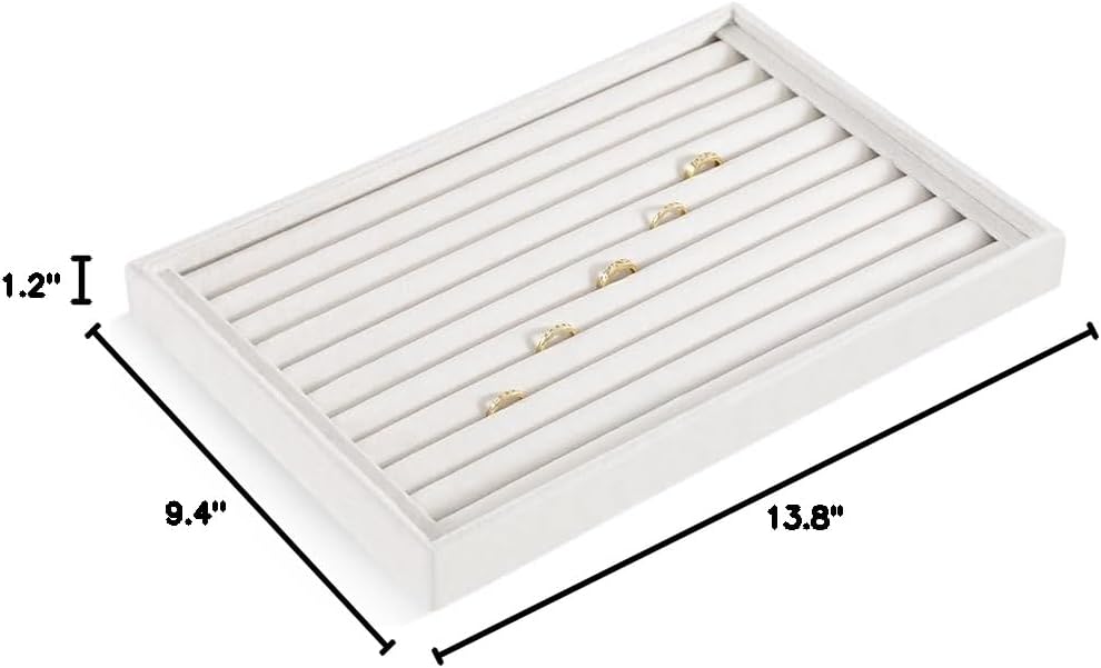 Ring Tray, Velvet Jewelry Trays,Premium Ring Display Case,Luxury Stud Earring Organizer,White Jewelry Storage