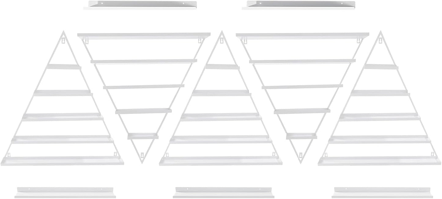 Elegant Wall Mounted Nail Polish Storage Rack Set of 10 Triangular Cosmetic Display Shelves for Essential Oil Bottles, Organize Your Lipsticks and Perfumes in Style at Home or Salon (White)