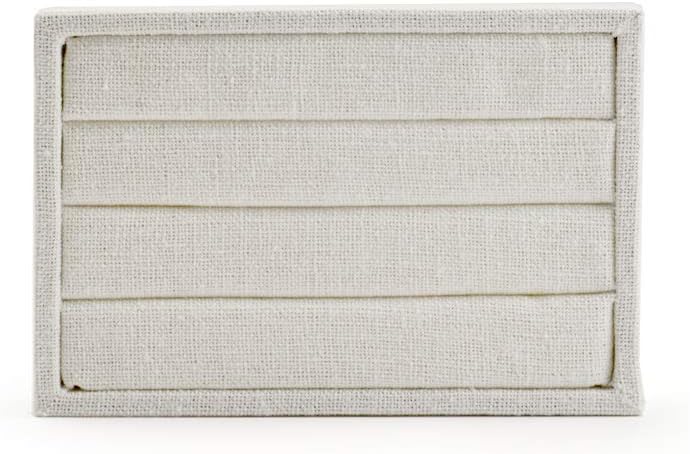 Oirlv linen 3 Slots Ring Earrings Display Trays Showcase Jewelry Organizer (creamy-white,rectangle)