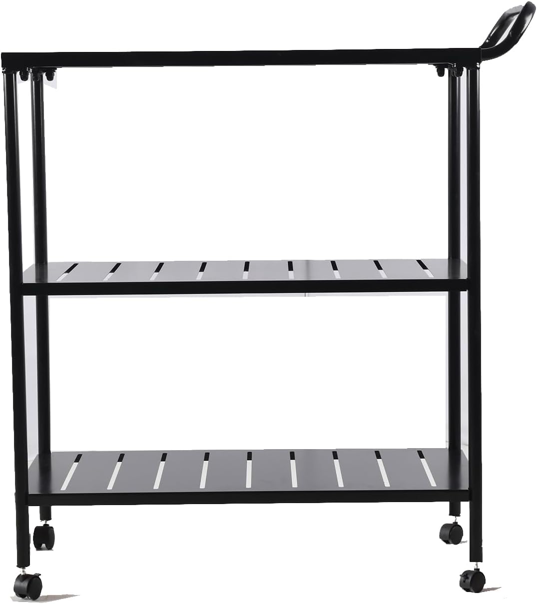 Diwhy Industrial 3 Tier Rolling Utility Storage Cart, Metal bar Cart with Wheels Kitchen Bar Dining Room Tea Wine, Storage Cart Black