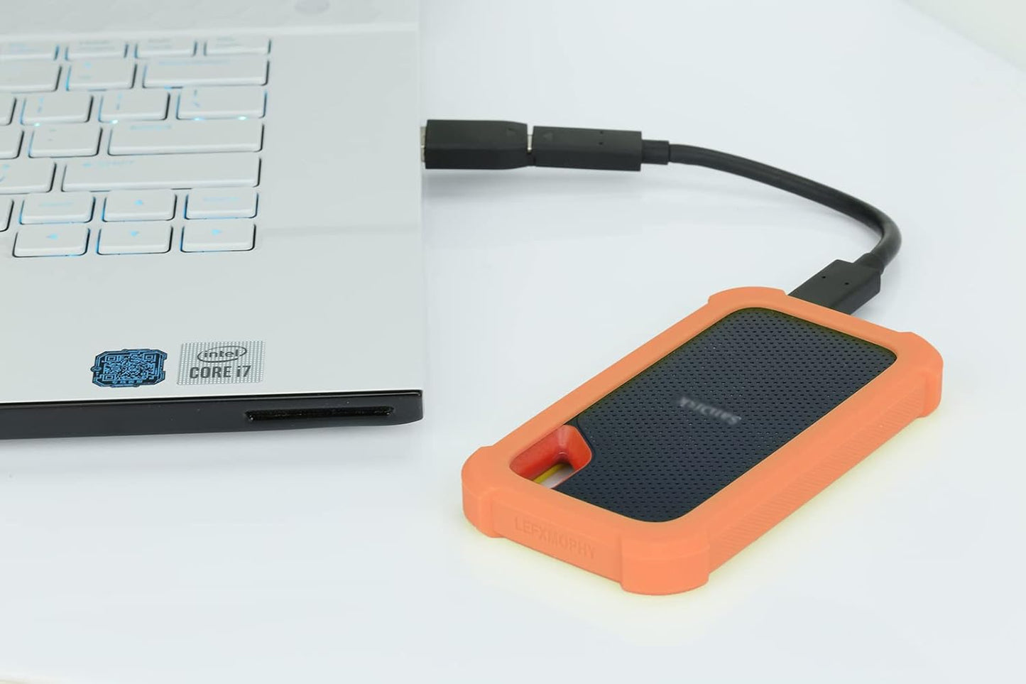 LEFXMOPHY Case Cover Replacement for SanDisk Extreme Portable External SSD, Orange E61 Soft Silicone Portective Skin Sleeve Glow in Dark