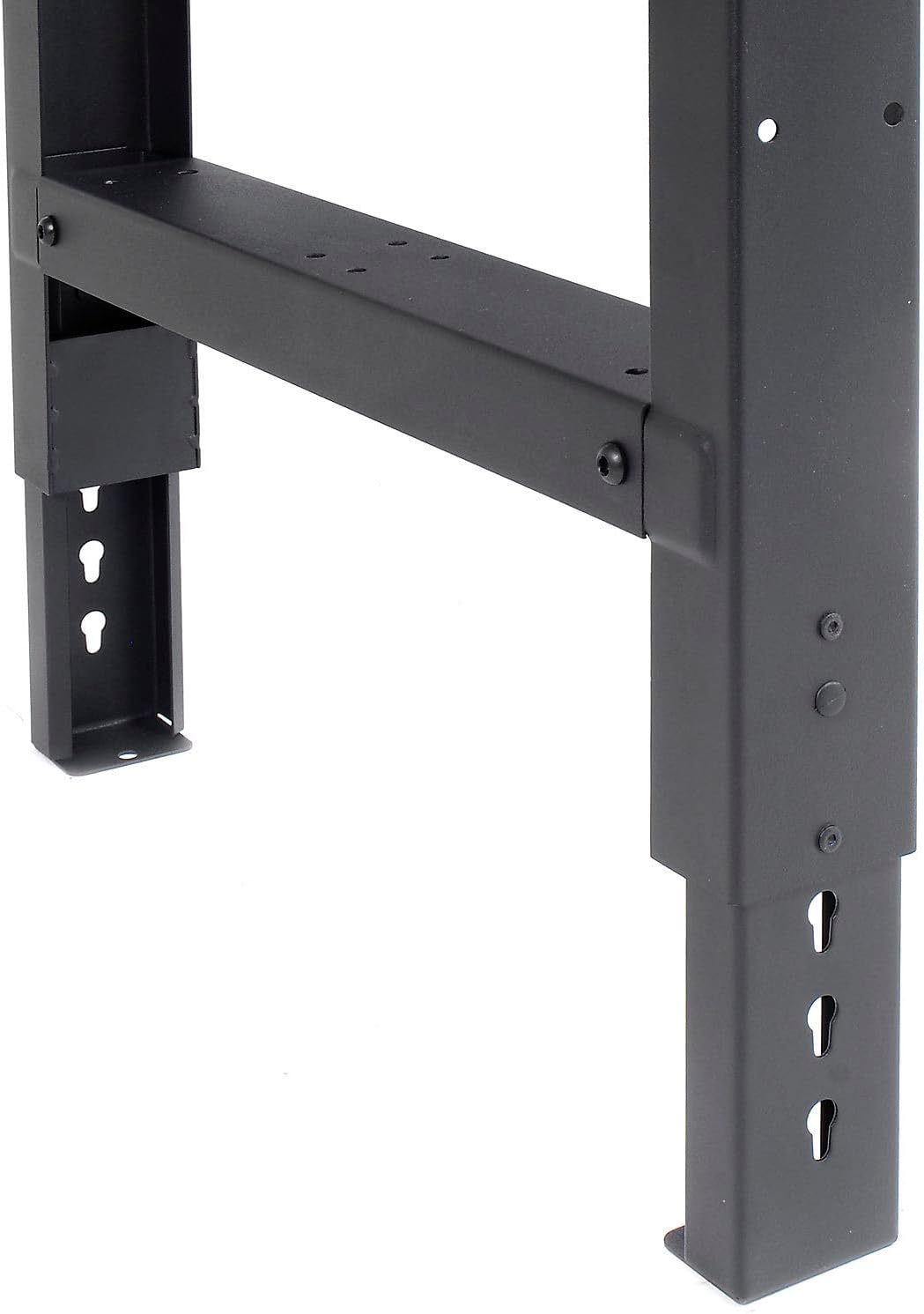 Global Industrial Adjustable Height Workbench C-Channel Leg, 60" W x 30" D, 1-3/4" 12-Gauge Steel Top with Square Edge, 2000 Lbs. Capacity, Black, Industrial Workbench