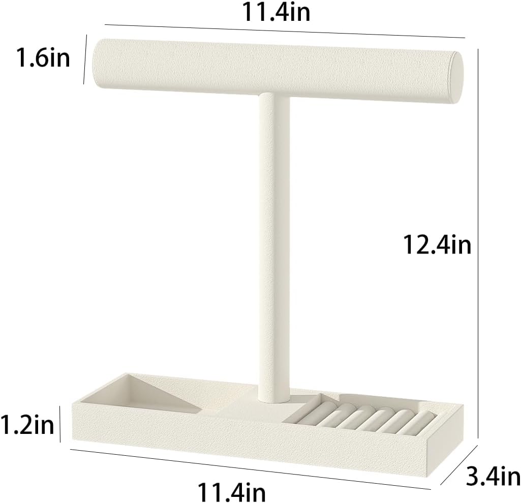 Bracelet and Necklace Holder,Velvet Jewelry Necklace Display Organizer Stand,bracelet Holder for Selling,Bracelet and Necklace Storage Tree (Style 1(Beige))