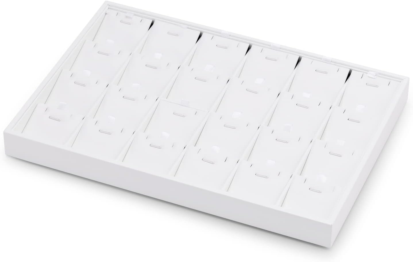 White PU Leather Jewelry Display Tray 24 Grids Pendant Earrings Necklace Organizer Display Showcase Jewelry Storage Tray
