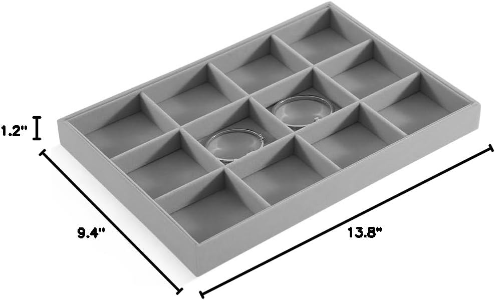 Jewelry Organizer For Drawer, Velvet Jewelry Trays,Premium Watch Tray,Luxury Bracelet Storage,Grey Stackers Jewelry Organizer