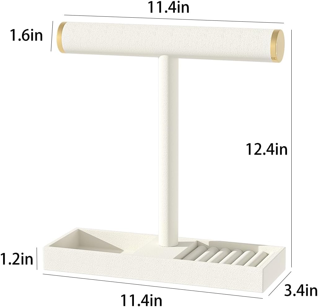 Bracelet and Necklace Holder,Velvet Jewelry Necklace Display Organizer Stand,bracelet Holder for Selling,Bracelet and Necklace Storage Tree (Style 1(Beige+ Metal lid))