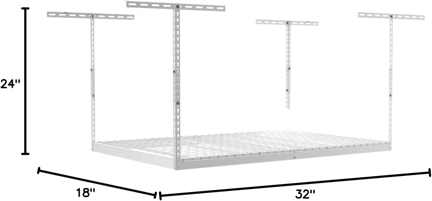 SafeRacks 4x6 Overhead Garage Storage Rack - Heavy Duty Steel Ceiling Mount Storage Shelves with 500 lb Capacity - Adjustable, Garage Overhead Storage, 18"-33" 2 Pack
