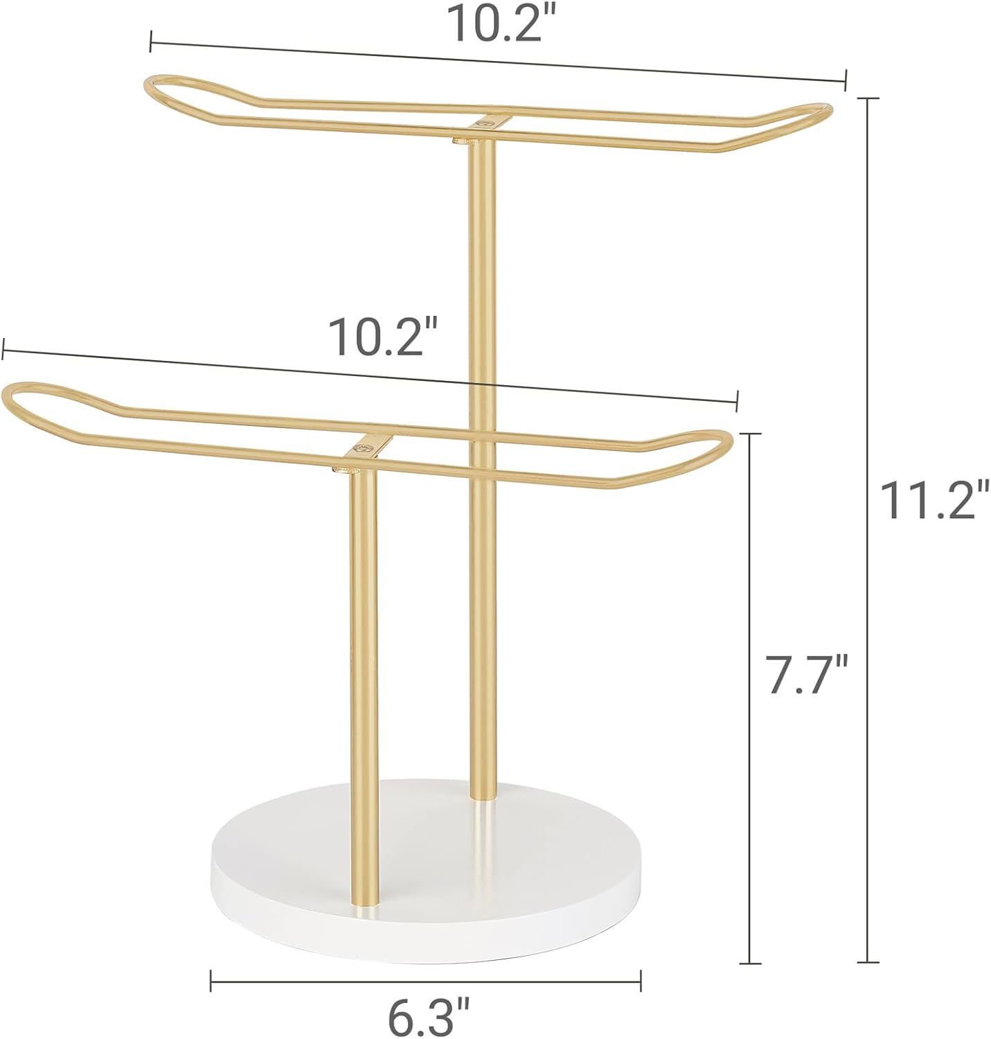 Dahey Headband Holder Organizer Metal 2-Tier Hair Hoop Display Stand Headband Organizer Storage Hair Ropes Accessories Bracelets Bangles Bedroom College Dorm Decor for Girls Women, Gold