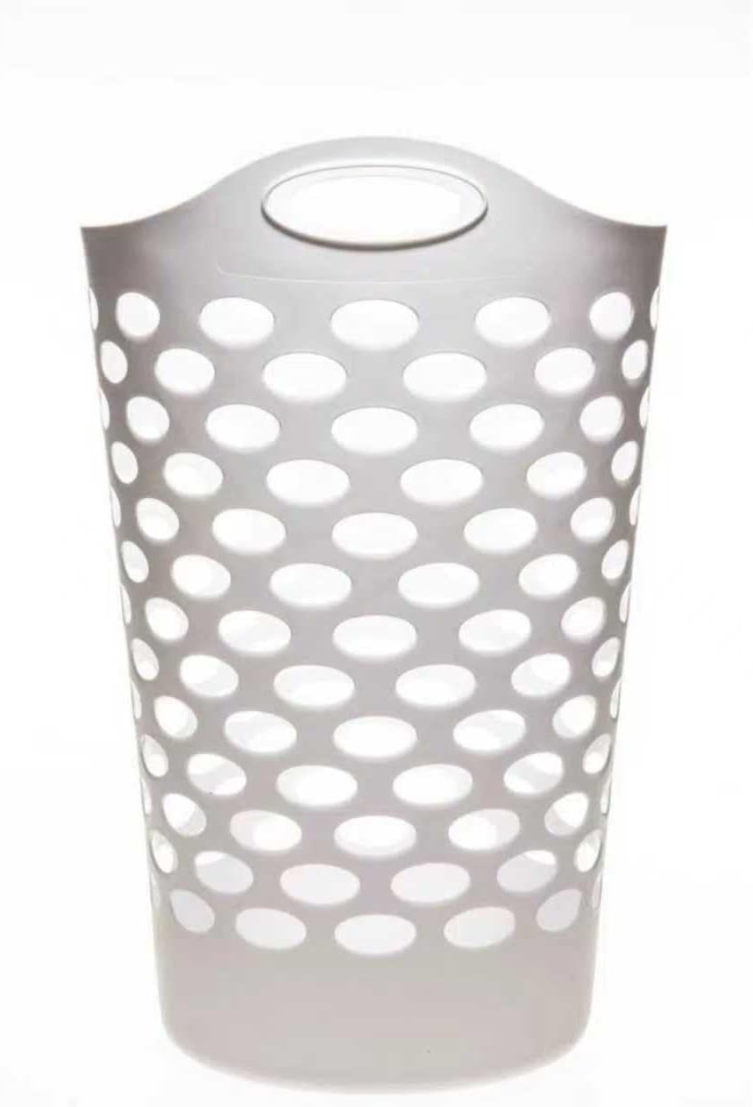 3 Pack Round Plastic Laundry Hamper with Handles, Lightweight & Flexible, 2.2 Bushels Large Capacity, Easy to Clean, Space Saving Laundry Basket for Bedroom, Dorm, Bathroom, White