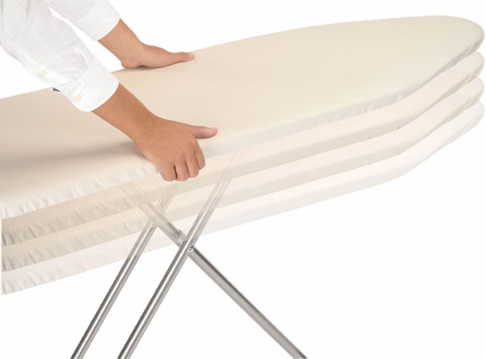 Brabantia Size B Ironing Board (49x15 in) 7 Height Options, Adjustable Steam Iron Rest Holder (Ecru) Non-Slip Feet, Anti-Collapse Child Locks