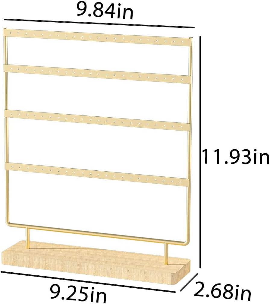 Earring Holder Organizer,Pierced Large Earrings Display Stand For Selling,Small Stud Earring Organizer Rack,Hoop Earring Storage Hanger Tree (Golden, 4 tier)