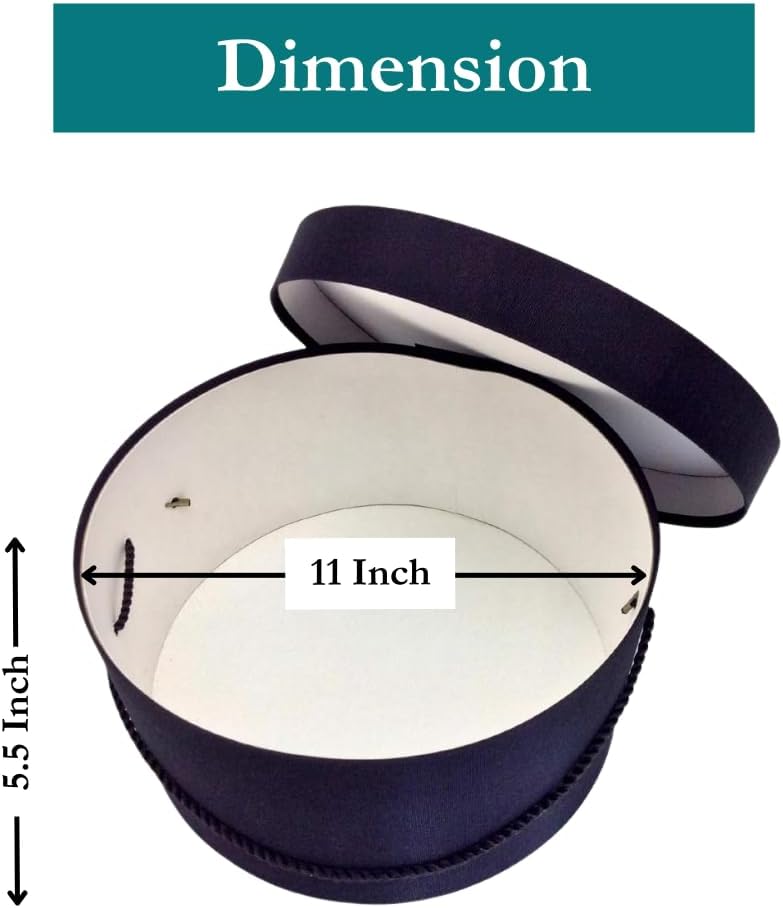 Sarah's Hat Boxes Classic Black Hat Box โ 11" x 5.5" (Dia. x Ht.) Handmade in USA โ Odorless Non-Toxic Adhesive, Cording Handle โ Premium Storage for Hats & Accessories