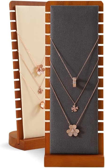 Necklace Holder, Jewelry Stand,Wooden Jewelry Organizers and Storage,Premium Necklace Organizer,Luxury Jewelry Display,Beige Necklace Display Stand
