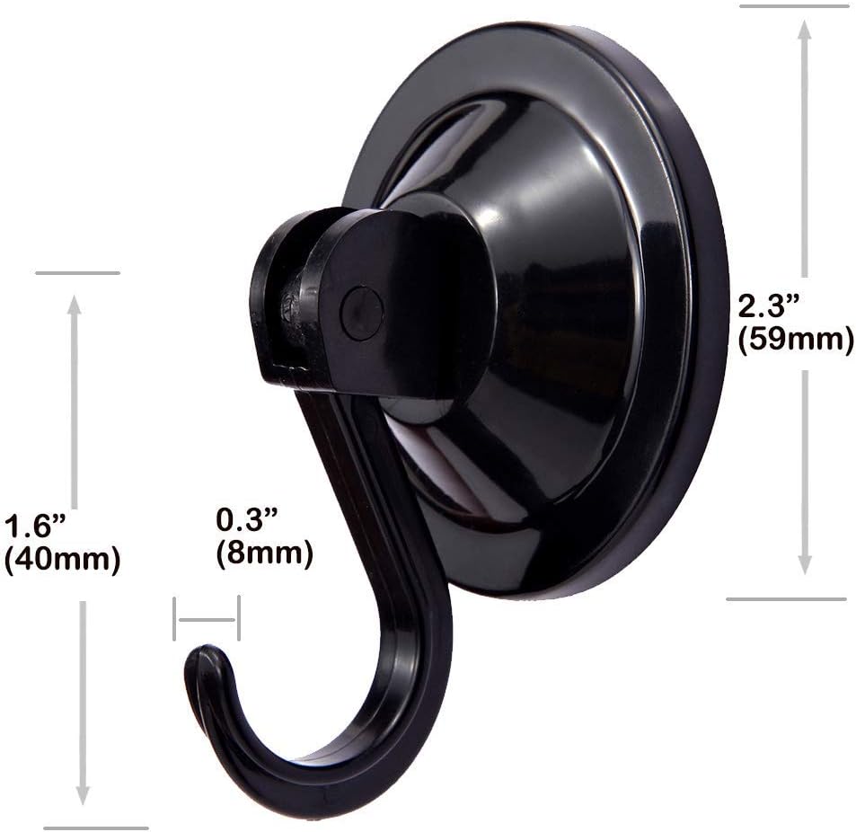 Suction Cup Hooks, Powerful Vacuum Wreath Hangers for Glass Door or Window, Set of 4, Black