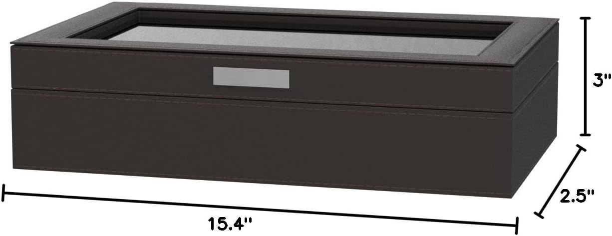 HOUNDSBAY Mariner Mens Watch Box Storage Case Holder, Watch Box for Large Watches, PU Leather Watch Box Organizer for Men, Watch Case for Large Watches, Wrist Watch Display Case, Watch Case Box Men