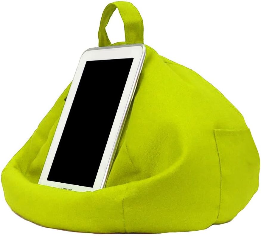 Tablet Cushion Holder - with Side Pockets, Soft Anti-Fall Book Rest for Lap, Hands-Free Laptop Stand for Bed, Multi-Angle Travel Pillow for Car, Lightweight Storage Caddy | for Home School Sofa Spa