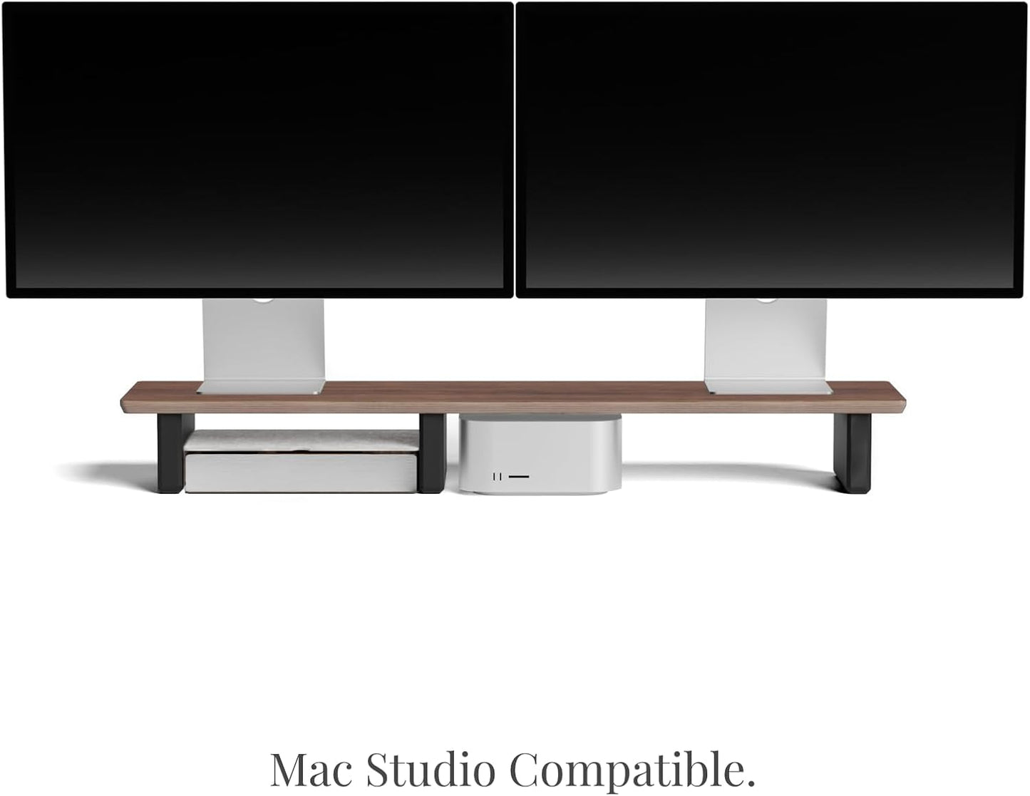 Raico Desk Cockpit Shelf Monitor Stand System Dual Screen Setup Wood Large Desk Accessory Organizer Unit (Walnut, Medium v2 | 36 Inches)