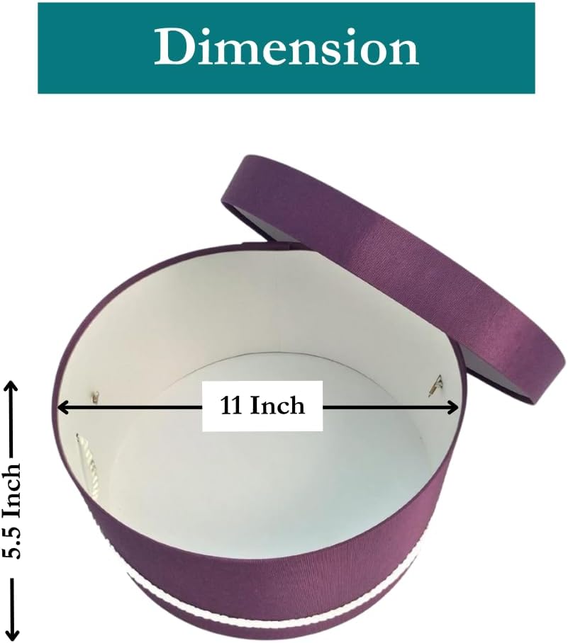 Sarah's Hat Boxes Classic Amethyst Hat Box โ 11" x 5.5" (Dia. x Ht.) Handmade in USA โ Odorless Non-Toxic Adhesive, Cording Handle โ Premium Storage for Hats & Accessories
