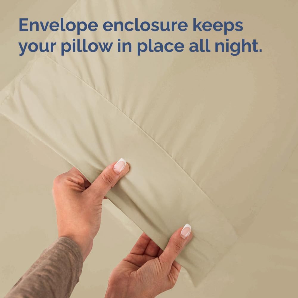 King Pillow Cases - 2 Pack - Super Soft Pillowcase Covers - Envelope Enclosure - Hotel Quality Pillow Protectors - Wrinkle Free, Fade, Shrink & Stain Resistant - Machine Washable - 20" x 40" (Cream)