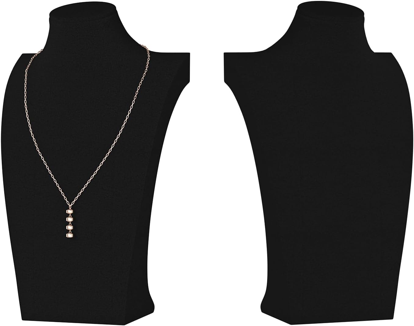Necklace Bust Display Stand, Necklace Holder, Pendant Chain Necklace Organizer for Women (Black Velvet, L 2PCS)