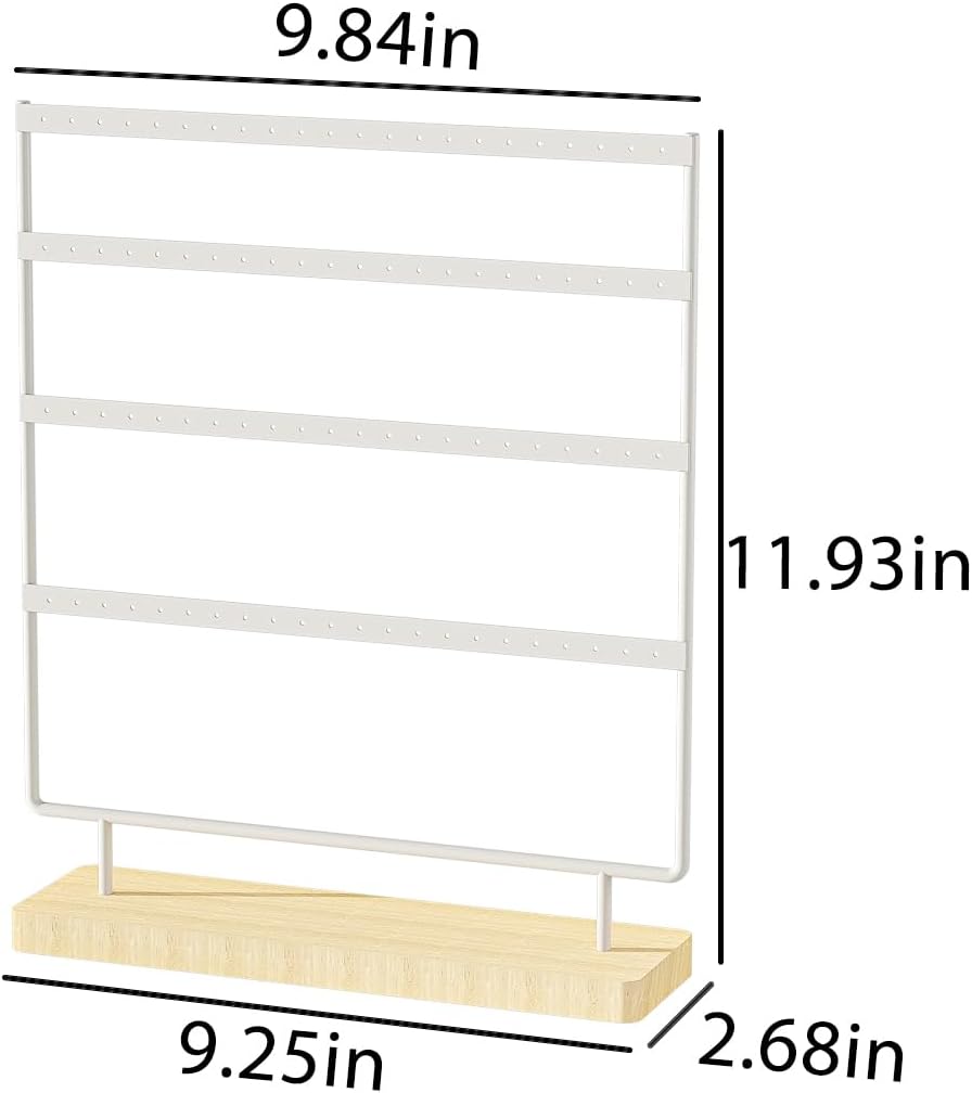 Earring Holder Organizer,Pierced Large Earrings Display Stand For Selling,Small Stud Earring Organizer Rack,Hoop Earring Storage Hanger Tree (White, 4 tier)