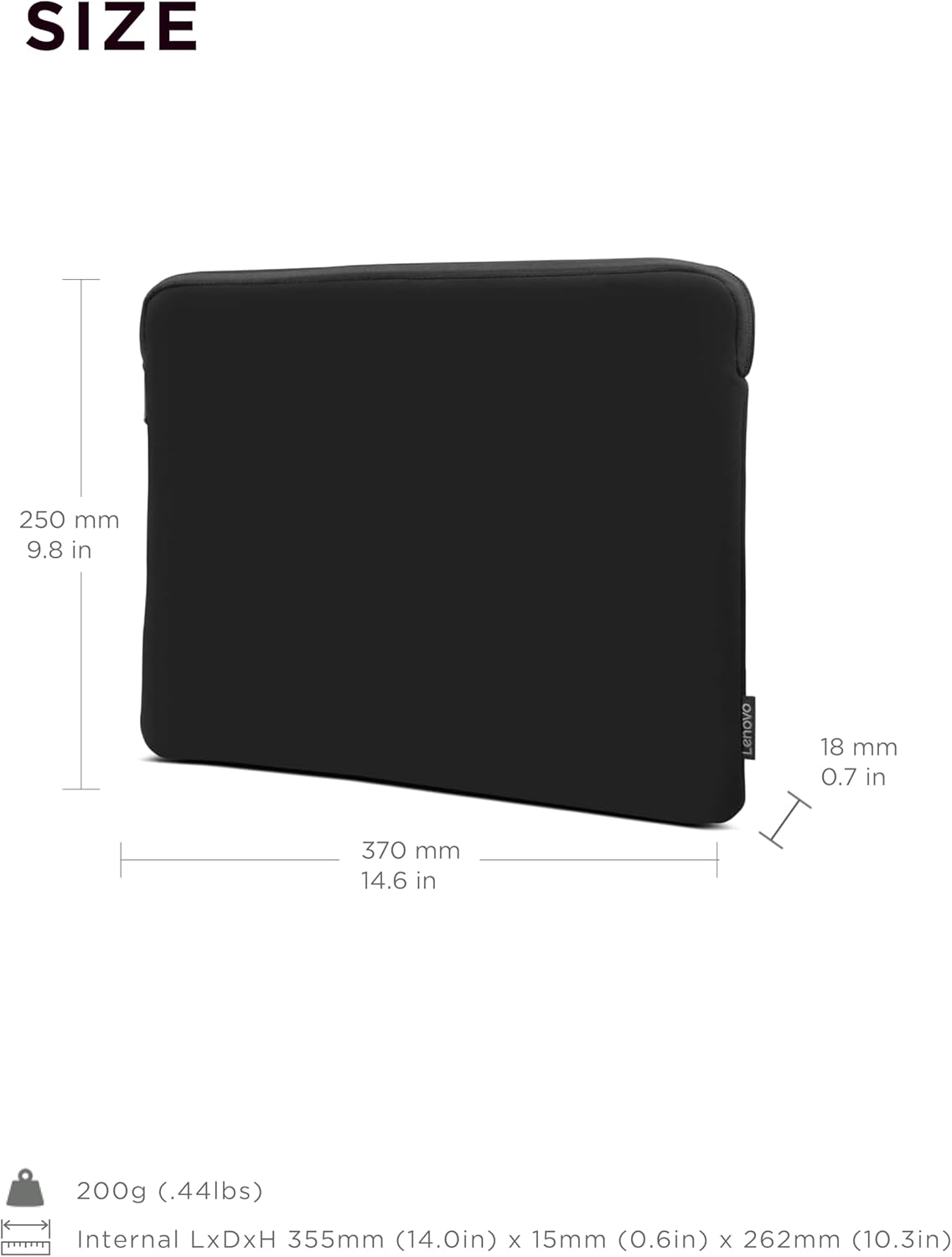 Lenovo Basic Laptop Sleeve 13 Inch Notebook/Tablet Compatible with MacBook Air/Pro Neoprene Material - Soft Fleece Lining - Zippered Top Opening - Black