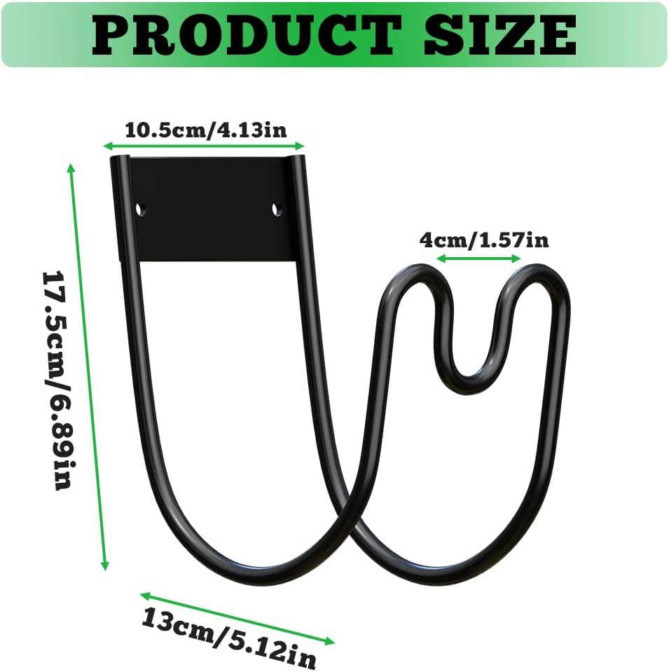 Metal Garden Hose Holder - Wall Mounted Garden Hose Hook, Hose Hanger Heavy Duty for Water Hose Extension Cords Vacuum Hose,Rust Proof (Black)