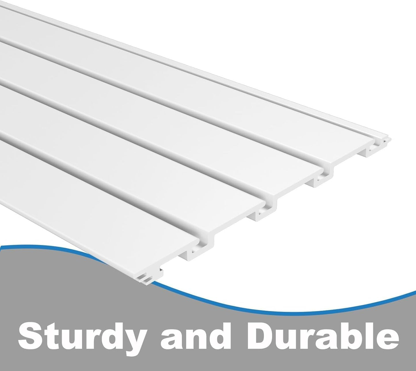 Duzzy Slatwall Panels, 4' H x 8' W PVC Slat Wall Paneling for Garage Wall Storage Organizer (White)