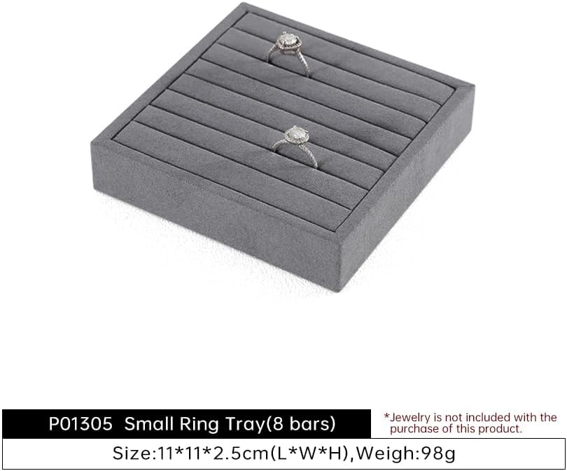 Dark Blue Jewelry Display Tray Ring Necklace Earring Bangle Organizer Multifunctional Storage Case for Jewelry Showcase (Small Ring Tray(8 bars))