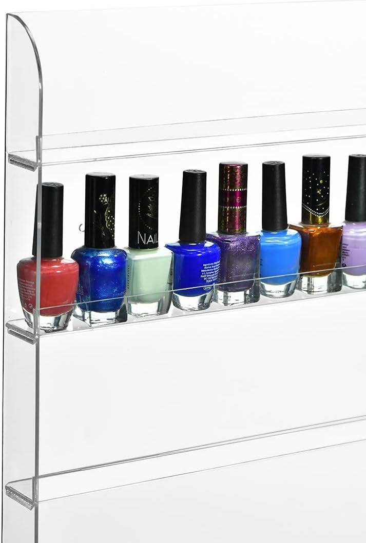 AMT Acrylic Nail Polish Racks for the Wall, Clear Nail Polish Display, Essential Oils Organizer. Holds up to 96 Bottles. Plus a Microfiber Cloth for Cleaning Purposes