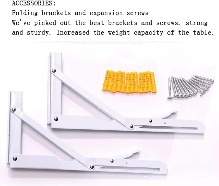 Wall Mounted Folding Table,White Floating Desk for Small Spaces,Stainless Steel Bracket Laundry Folding Table,Wall Folding Desk,Home Bars and Dining Establishments(90x50cm/35.4"×19.7")