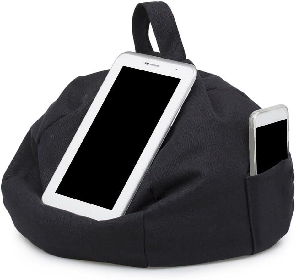 Soft Tablet Pillow Stand - with Pockets, Anti-Fall Book Holder for Bed, Hands-Free Lap Support for Sofa, Lightweight Travel Mount for Car, Phone Glasses Storage Cushion | for Sofa Bed Washroom
