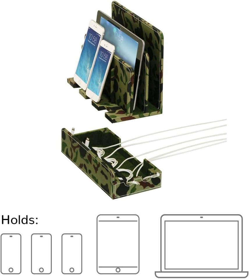 Great Useful Stuff G.U.S. Multi-Device Charging Station Dock & Organizer - Multiple Finishes Available. for Laptops, Tablets, and Phones - Camo