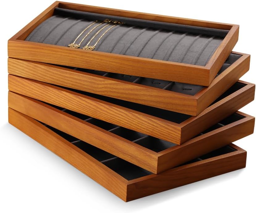 Ring Storage Tray, Wood Ring Tray For Jewelry,Black Earring Stud Organizer,Premium Jewelry Drawer Organizer